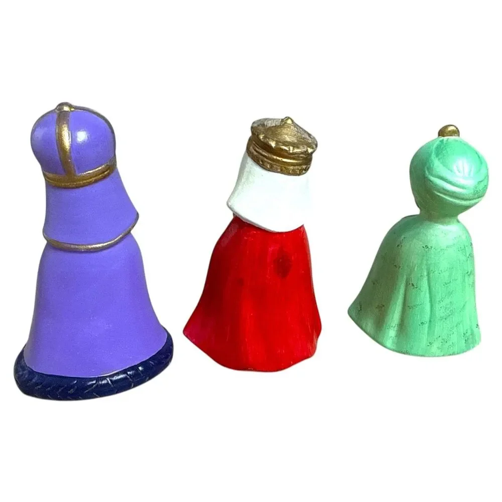 Handmade Ceramic Nativity Set 6pc Hand Painted Figures Vintage Christmas Decor
